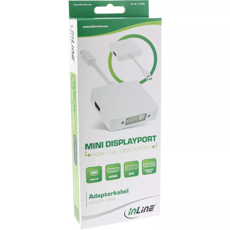 Cable adaptador InLine Mini DisplayPort a HDMI DVI DisplayPort 17195I
