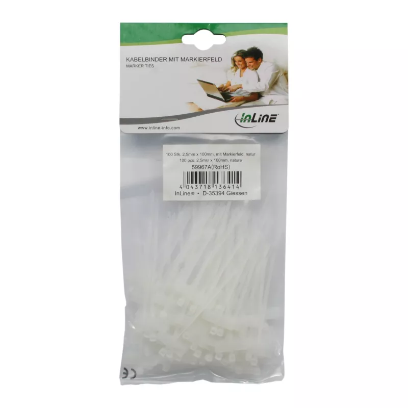 Bridas InLine 100x2,5 mm con campo de rotulación 8x24 mm 100 uds.