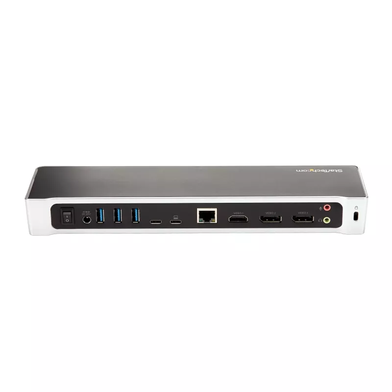 StarTech.com Dock USB-C 4K, estación de acoplamiento para triple monitor UHD 4K, Mac y Windows, USB-C a HDMI y DisplayPort, 60W Power Delivery, hub de 5x USB 5Gbit/s – TAA