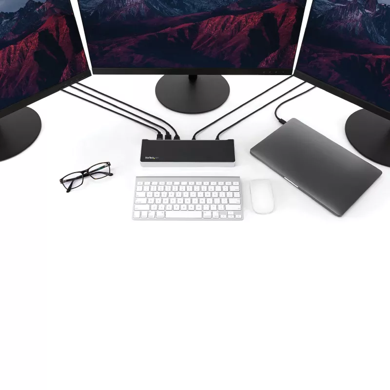 StarTech.com Dock USB-C 4K, estación de acoplamiento para triple monitor UHD 4K, Mac y Windows, USB-C a HDMI y DisplayPort, 60W Power Delivery, hub de 5x USB 5Gbit/s – TAA