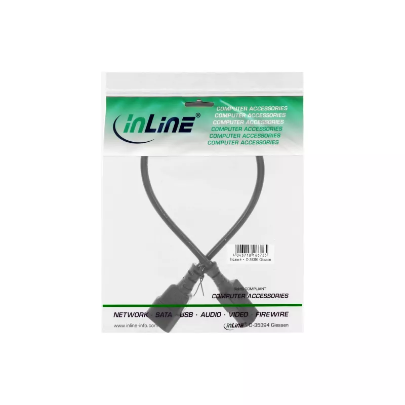 Alargador de cable de alimentación C13 C14 InLine 16605 negro 0,5 m