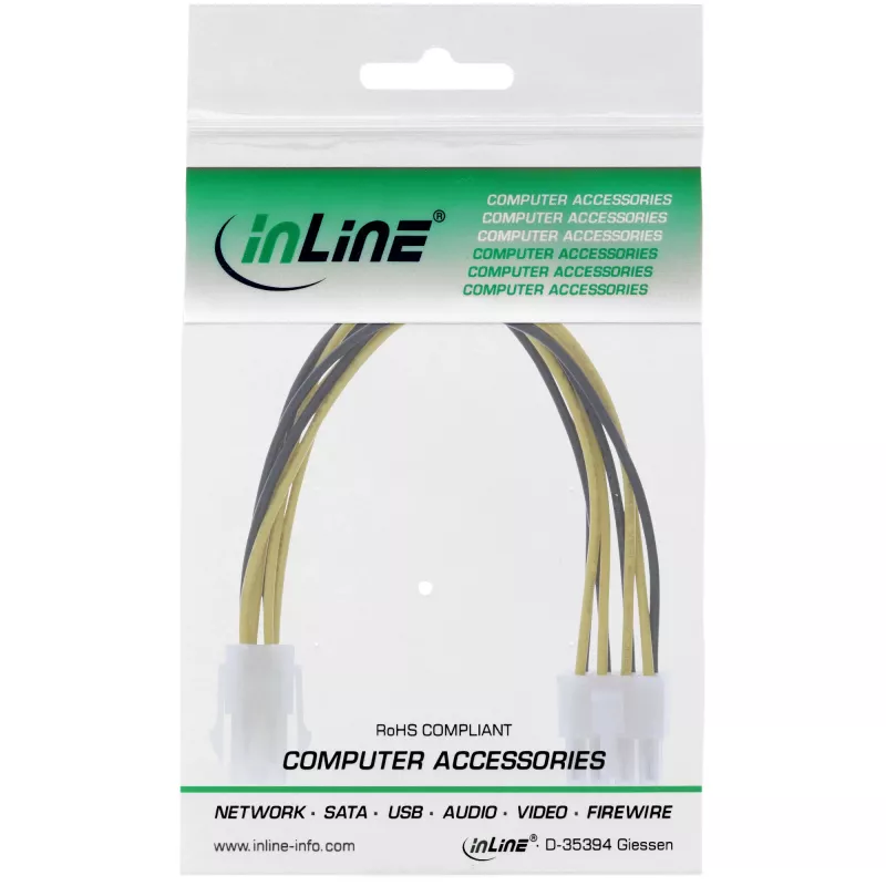 InLine Adaptador de corriente para placa base 12V ATX1.3 conector hembra 4 polos / conector macho ATX2.0 8 Pin