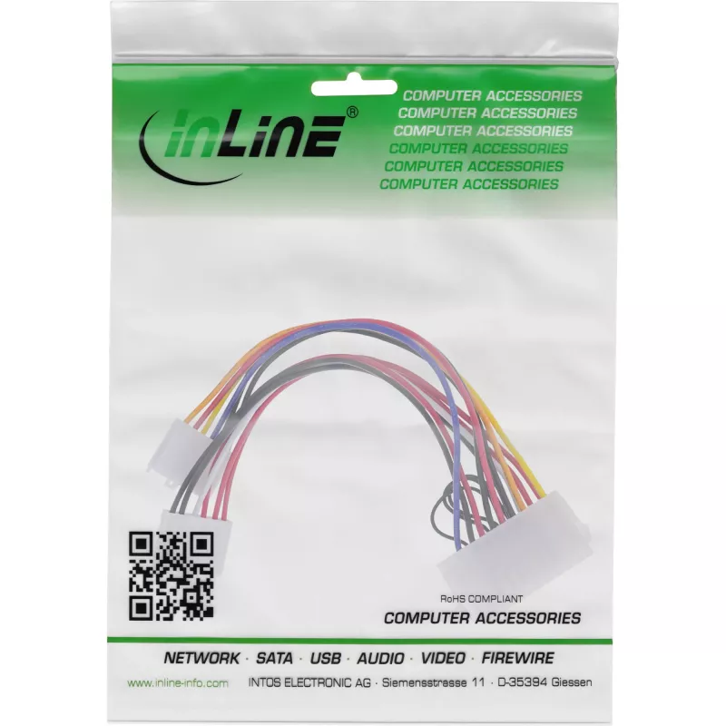 InLine Cable adaptador de corriente ATX / conector clásico P8/P9-A para placa base AT 0,20 m