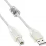 Cable USB 2.0 Type-A macho / B macho transparente con núcleo de ferrita 0,5 m InLine 34505