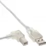 Cable USB 2.0 InLine en ángulo a la izquierda Type-A macho / B macho transparente, 2 m