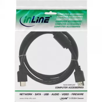 Cable HDMI InLine High Speed macho + ferrita negro, 5 m