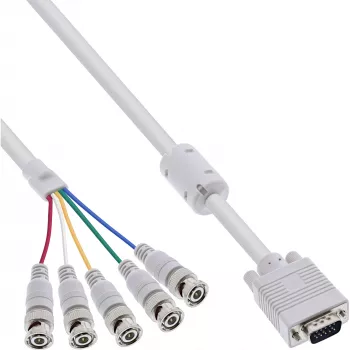 Cable VGA BNC InLine 5x BNC / HD 15 macho, 5 m