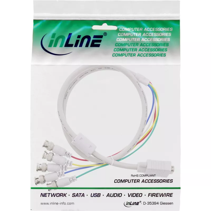 Cable VGA BNC InLine 5x BNC / HD 15 macho, 5 m