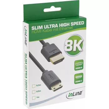 Cable HDMI InLine Slim Ultra High Speed AM/CM 8K4K dorado negro 1 m