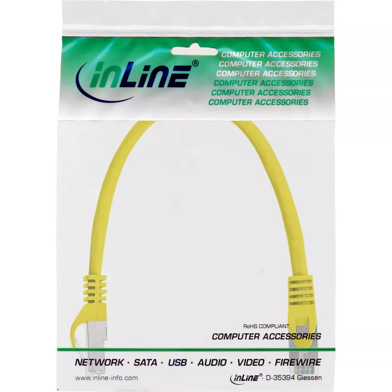 Cable de red InLine F/UTP Cat.5e amarillo 0,3 m