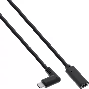 Cable USB 3.2 Gen.1x2 InLine, conector macho USB-C acodado / conector hembra, negro, 1 m