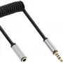 Cable de audio en espiral InLine Slim 3,5 mm conector macho / conector hembra, 4 polos, estéreo, 1 m