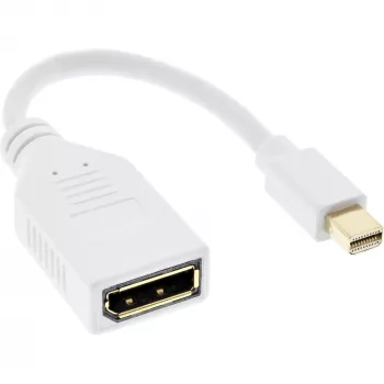 Cable adaptador InLine Mini DisplayPort macho a DisplayPort hembra, 4K2K, blanco, 0,15 m