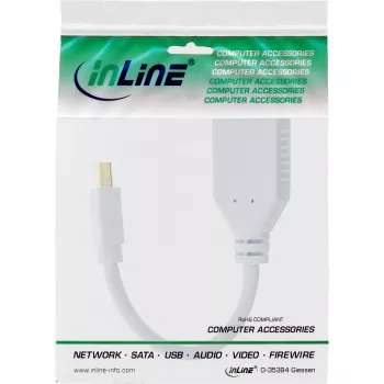 Cable adaptador InLine Mini DisplayPort macho a DisplayPort hembra, 4K2K, blanco, 0,15 m