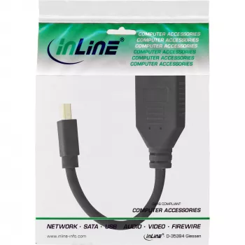 Cable adaptador InLine Mini DP macho a DisplayPort hembra, 4K2K, negro, 0,15 m