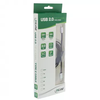 Cable USB 2.0 InLine, conector macho USB-C / conector macho Micro-B, negro/aluminio, flexible, 1,5 m