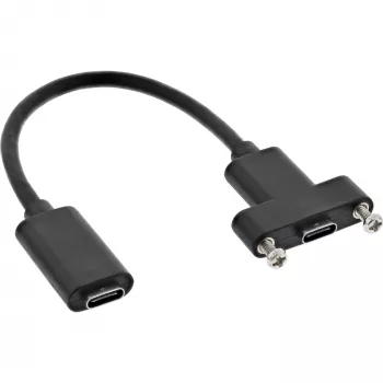 InLine USB 3.2 C hembra / hembra con cable de brida, negro, 0,20 m