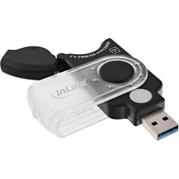 InLine lector de tarjetas portátil USB 3.0, para SD/SDHC/SDXC, microSD