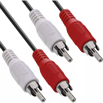InLine cable de audio, 2x RCA macho/macho 20m, conector macho, 2 x RCA, conector macho, 20 m, negro