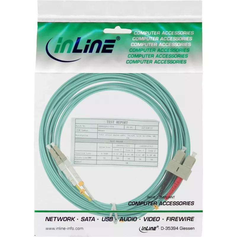 InLine cable de fibra óptica dúplex LC/SC 50/125µm OM3 15m
