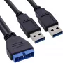 Cable adaptador USB 3.0 Premium InLine 2x USB-A conector macho / cabecera de placa base, 0,40 m