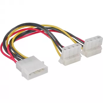 Cable de alimentación en Y interno InLine 1x 4 pines Molex / 2x 4 pines Molex en ángulo 0,15 m