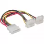 Cable de alimentación en Y interno InLine 1x 4 pines Molex / 2x 4 pines Molex en ángulo 0,15 m