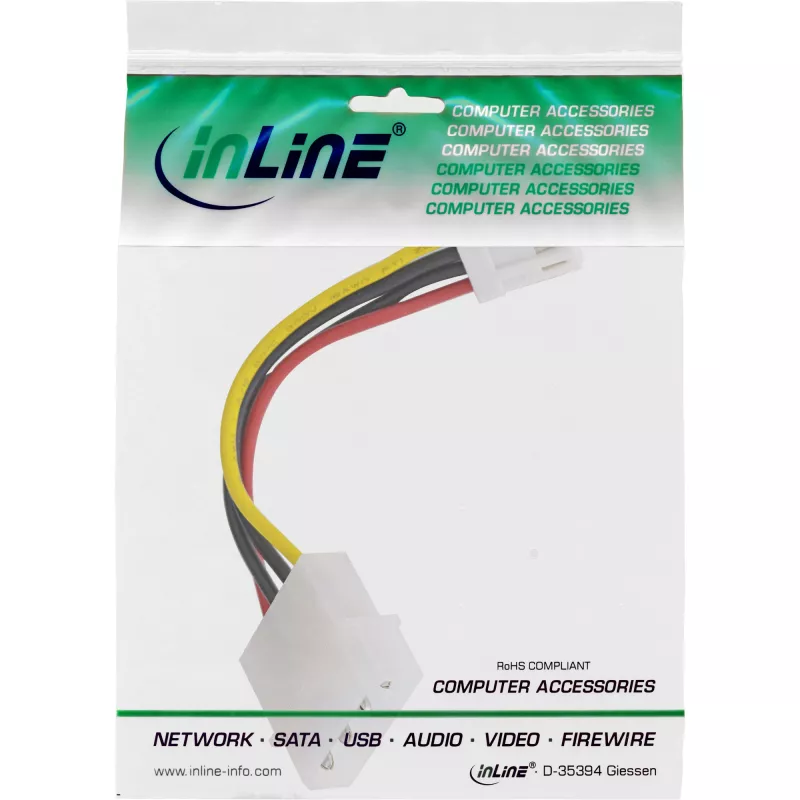 Adaptador de alimentación interno InLine 5,25 pulgadas 4 pines Molex conector hembra / 3,5 pulgadas Floppy conector macho 0,06 m
