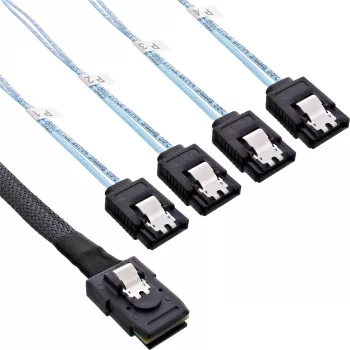 Cable conector SAS InLine Mini SAS SFF8087 a 4x SATA Crossover OCF 1m