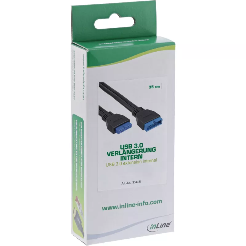 Cable de extensión USB 3.0 InLine cabecera interna conector macho/hembra 33448I 0,35 m