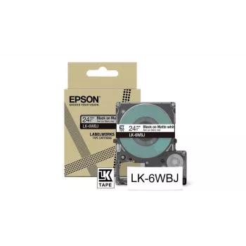 Cinta para impresora de etiquetas Epson LK-6WBJ negro blanco transferencia térmica 2,4 cm