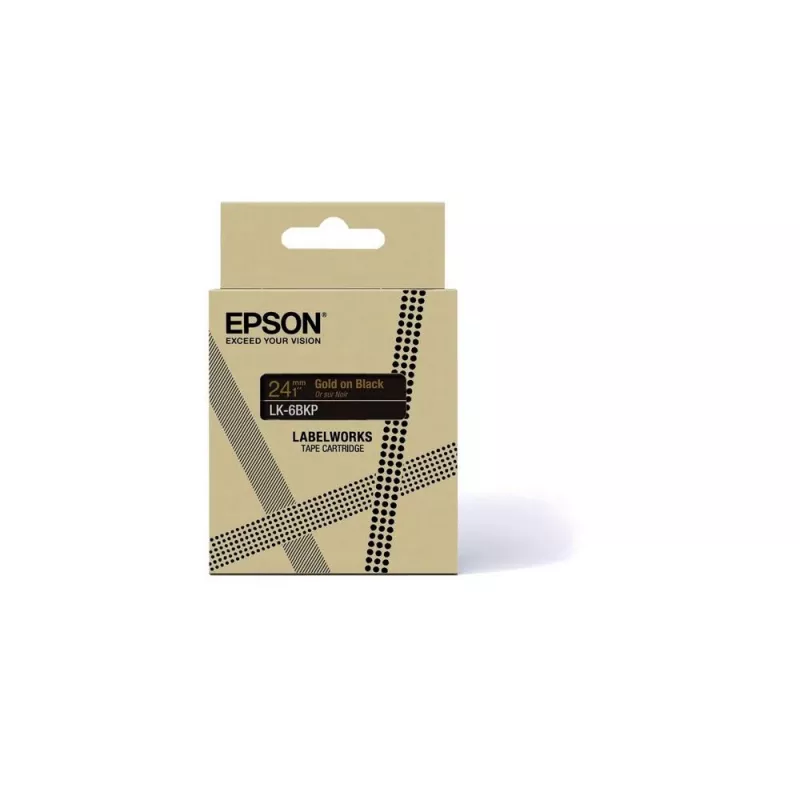 Cinta de etiquetas Epson LK-6BKP negro oro 2,4 cm transferencia térmica