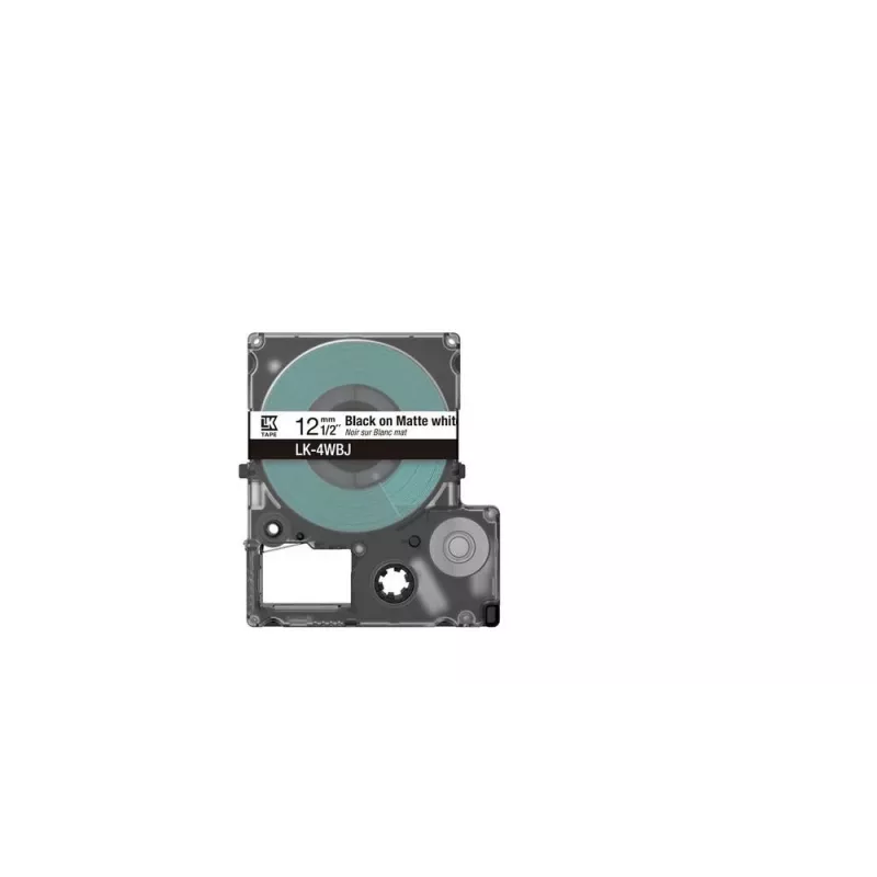 Cinta de etiquetas Epson LK-4WBJ negro blanco transferencia térmica 1,2 cm