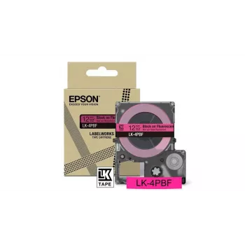 Cinta de etiquetas Epson LK-4PBF negro rosa transferencia térmica 1,2 cm