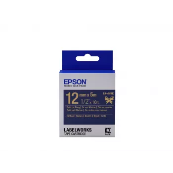 Casete de etiquetas Epson cinta satinada LK-4HKK oro/azul marino 12mm (5m)