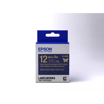 Casete de etiquetas Epson cinta satinada LK-4HKK oro/azul marino 12mm (5m)