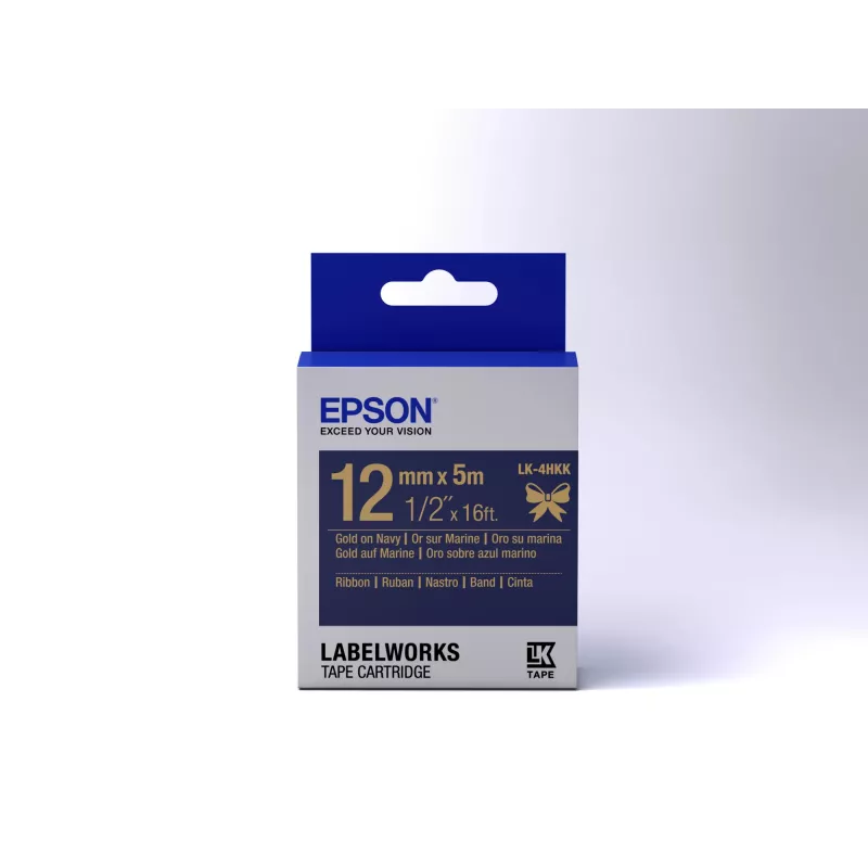 Casete de etiquetas Epson cinta satinada LK-4HKK oro/azul marino 12mm (5m)