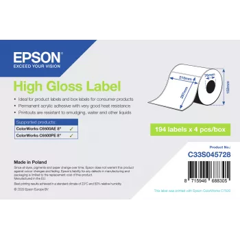 Etiqueta para impresora de etiquetas Epson C33S045728 blanca etiqueta autoadhesiva para impresora de etiquetas