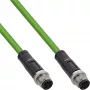 Cable de red industrial InLine, M12 4 pines codificado D conector macho/conector macho, PUR 3 m