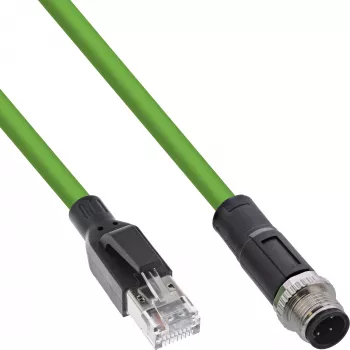 Cable de red industrial InLine, M12 4 polos codificado D conector macho a RJ45, PUR 7,5 m