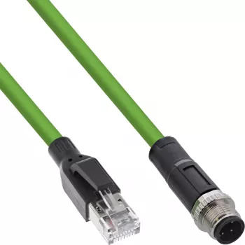 Cable de red industrial InLine, M12 4 polos codificado D conector macho a RJ45, PUR 5 m