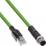 Cable de red industrial InLine, M12 4 pines codificación D macho a RJ45, PUR 15m