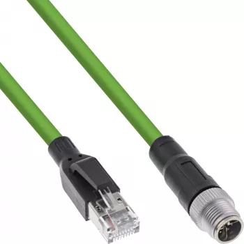 Cable de red industrial InLine, M12 8 pines codificación X a conector RJ45, Cat.6A PUR 15m