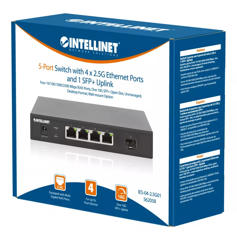 Switch no gestionado Intellinet 562058 Switch de red Negro
