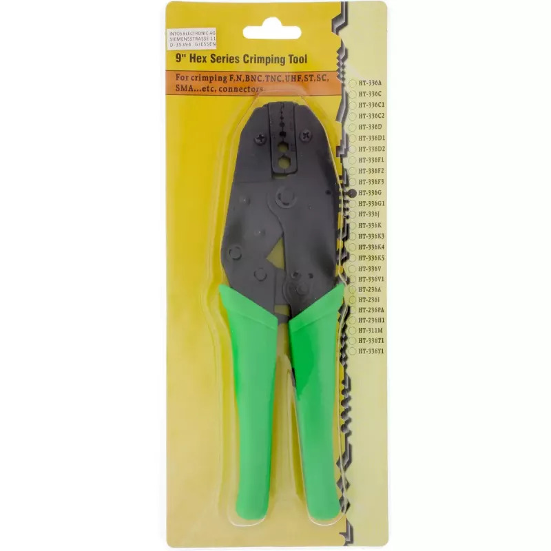 Alicates de crimpar InLine Coax HT-336G para RG 58,59,62,174 WBC 110 195/200 240