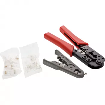 Set de alicates de crimpar InLine, para conectores de red, con RJ45 8P8C y RJ11 6P4C