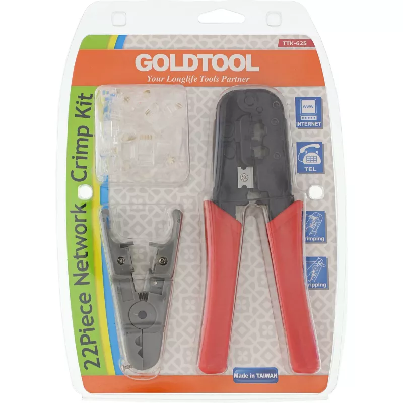 Set de alicates de crimpar InLine, para conectores de red, con RJ45 8P8C y RJ11 6P4C