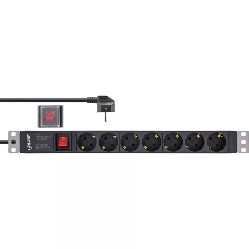 InLine 16411S Protector contra sobretensiones negro 7 salidas AC 2 m