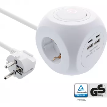 InLine Charging Cube InLine 16499A 3x schuko 2x USB-C 2x USB-A blanco 2 m