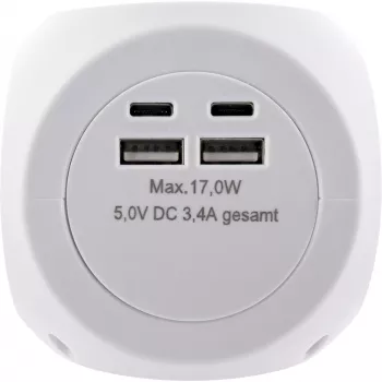 InLine Charging Cube InLine 16499A 3x schuko 2x USB-C 2x USB-A blanco 2 m